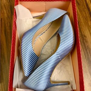 Kelly & Katie Blue and White Striped Heels